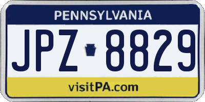 PA license plate JPZ8829