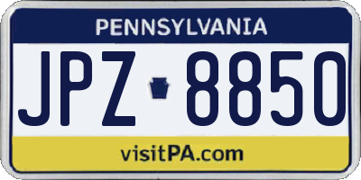 PA license plate JPZ8850