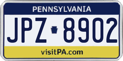 PA license plate JPZ8902