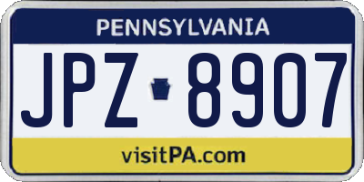 PA license plate JPZ8907