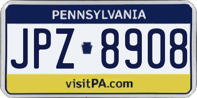 PA license plate JPZ8908