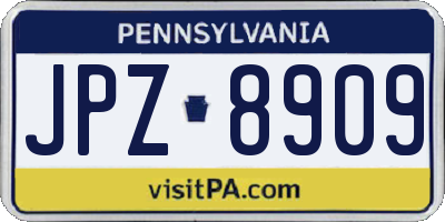 PA license plate JPZ8909