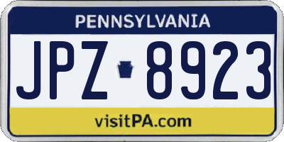PA license plate JPZ8923