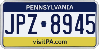 PA license plate JPZ8945