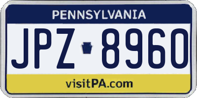 PA license plate JPZ8960