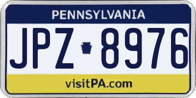 PA license plate JPZ8976