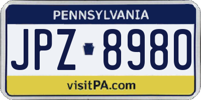 PA license plate JPZ8980