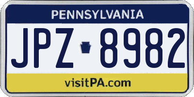 PA license plate JPZ8982