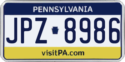 PA license plate JPZ8986