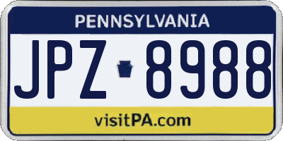 PA license plate JPZ8988