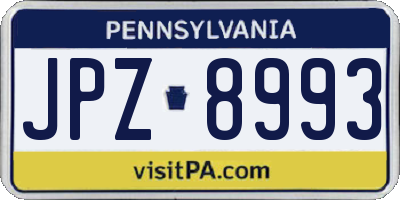 PA license plate JPZ8993