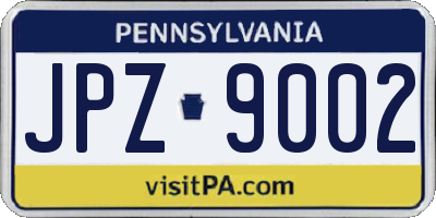 PA license plate JPZ9002