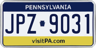 PA license plate JPZ9031