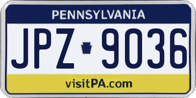 PA license plate JPZ9036