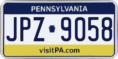 PA license plate JPZ9058
