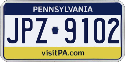 PA license plate JPZ9102