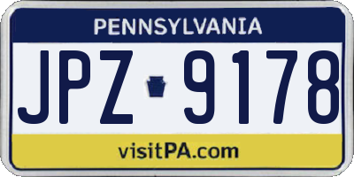 PA license plate JPZ9178