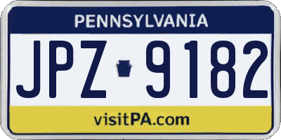 PA license plate JPZ9182
