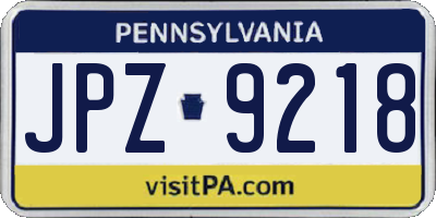PA license plate JPZ9218