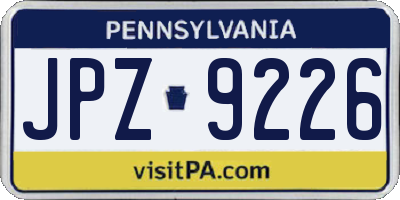 PA license plate JPZ9226