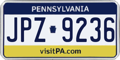 PA license plate JPZ9236