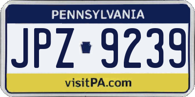 PA license plate JPZ9239