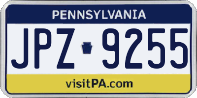 PA license plate JPZ9255