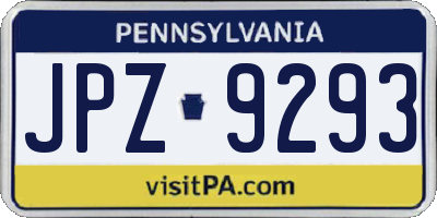 PA license plate JPZ9293