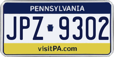 PA license plate JPZ9302