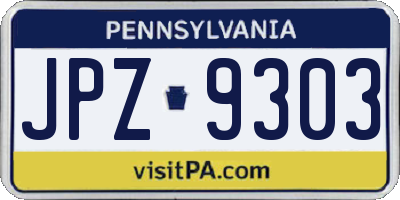 PA license plate JPZ9303