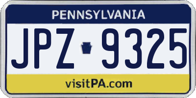 PA license plate JPZ9325