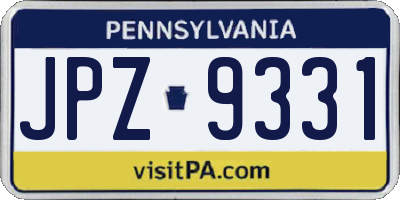 PA license plate JPZ9331