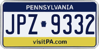 PA license plate JPZ9332