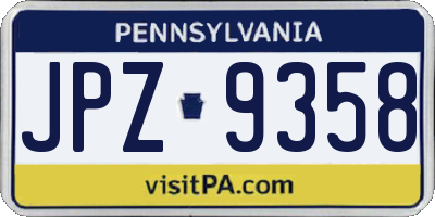PA license plate JPZ9358
