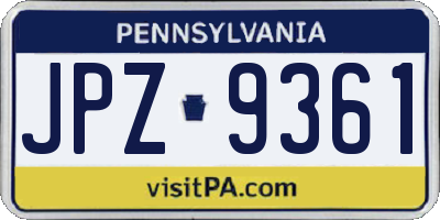 PA license plate JPZ9361