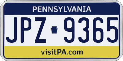 PA license plate JPZ9365