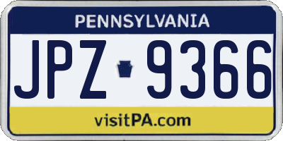 PA license plate JPZ9366