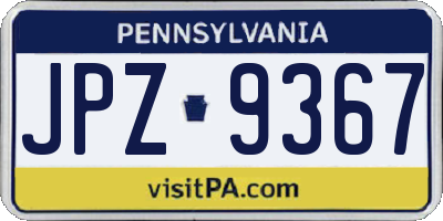 PA license plate JPZ9367