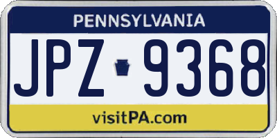 PA license plate JPZ9368