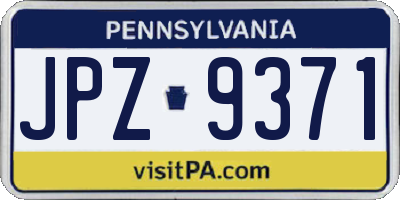 PA license plate JPZ9371