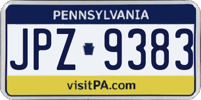 PA license plate JPZ9383