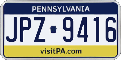 PA license plate JPZ9416