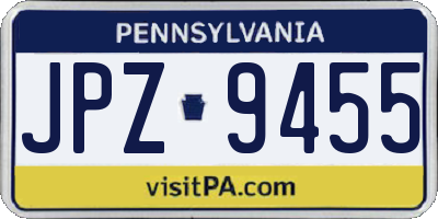 PA license plate JPZ9455