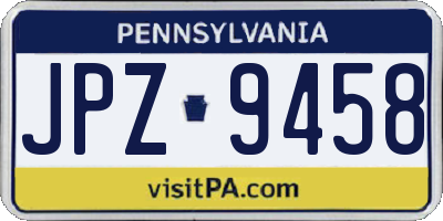 PA license plate JPZ9458