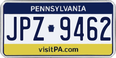 PA license plate JPZ9462