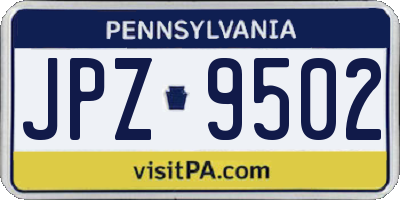 PA license plate JPZ9502