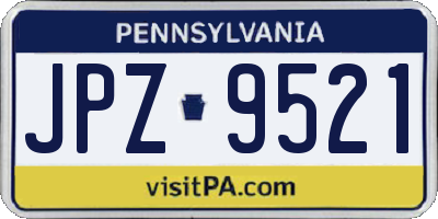 PA license plate JPZ9521
