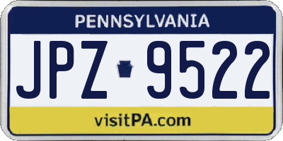 PA license plate JPZ9522