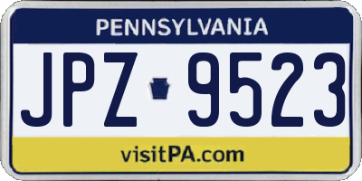 PA license plate JPZ9523