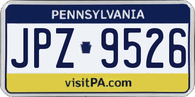 PA license plate JPZ9526